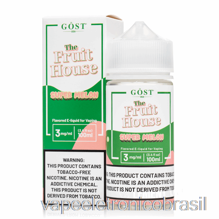 Vape Recarregável Super Melon - The Fruit House - Gosto Vapor - 100ml 3mg